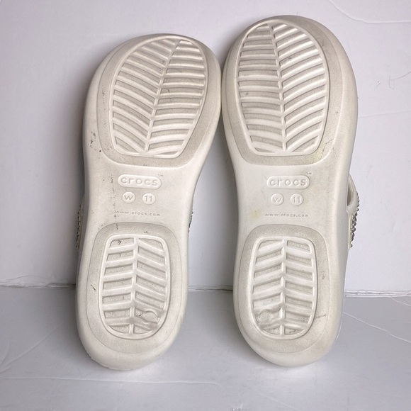 CROCS Monterey Diamanté White Wedge Sandals with Embellished Design - Picture 6 of 6